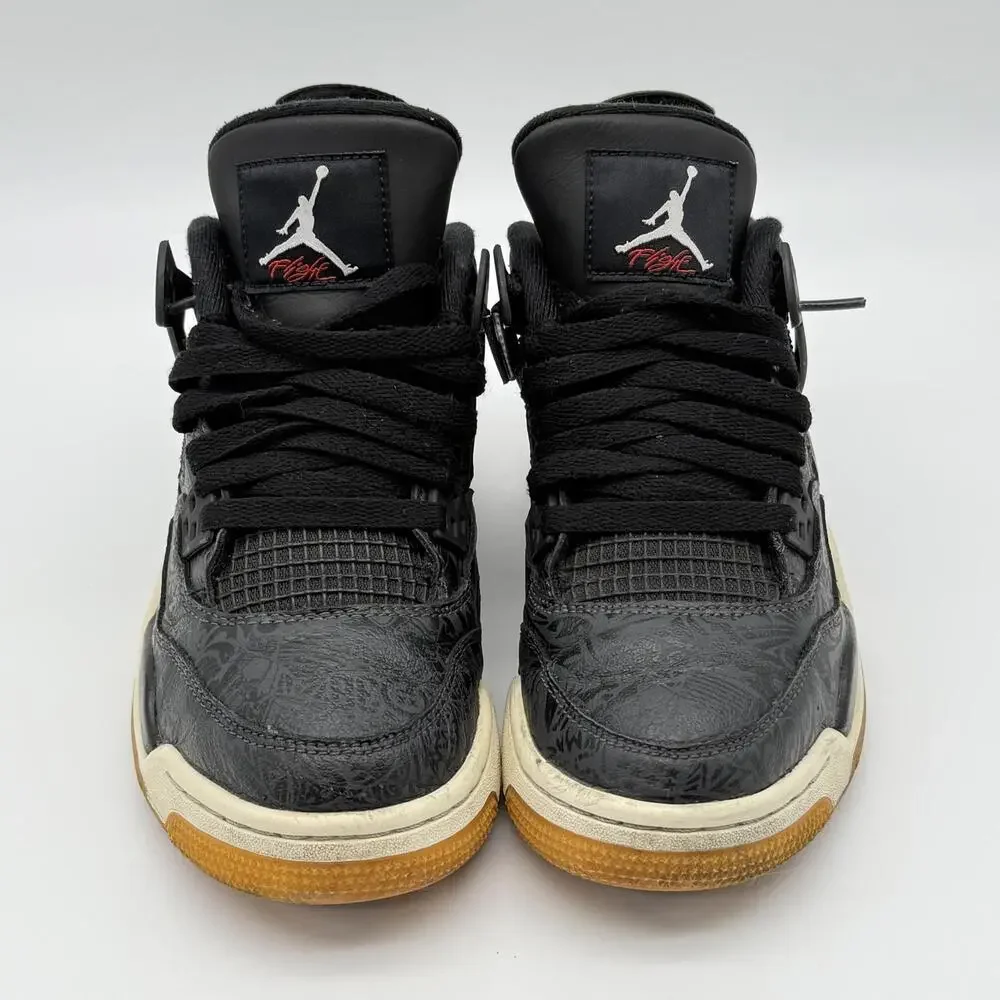 Nike Air Jordan 4 Retro GS 'Laser Black Gum' Youth Size 7 - Picture 12 of 13